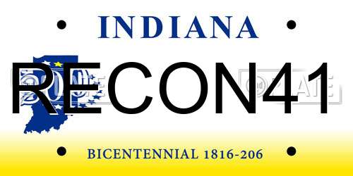 RECON41 Indiana License Plate
