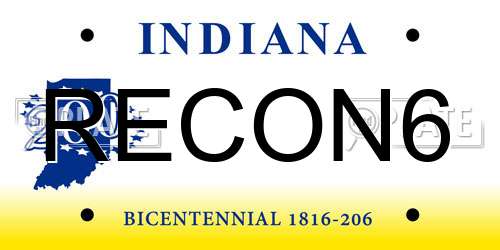 RECON6 Indiana License Plate