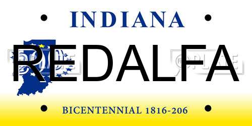 REDALFA Indiana License Plate