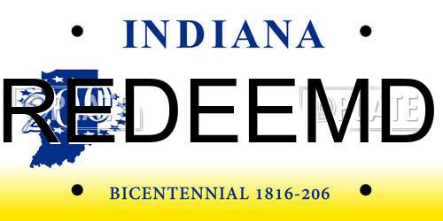 REDEEMD Indiana License Plate