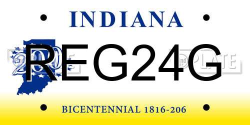 REG24G Indiana License Plate