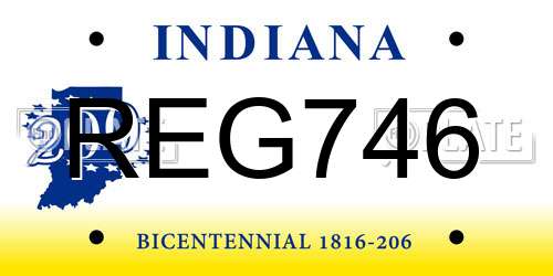 REG746 Indiana License Plate