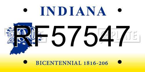 RF57547 Indiana License Plate