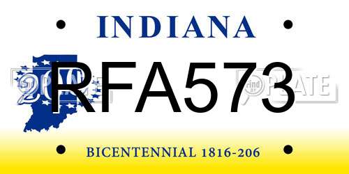 RFA573 Indiana License Plate