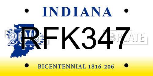 RFK347 Indiana License Plate