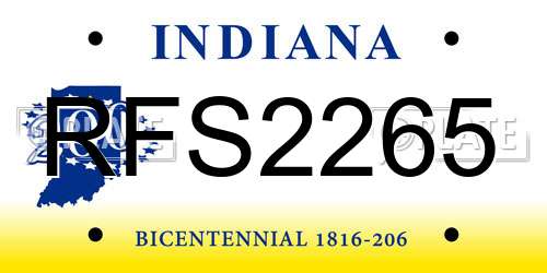 RFS2265 Indiana License Plate