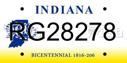 RG28278 Indiana License Plate