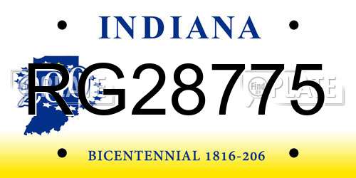RG28775 Indiana License Plate