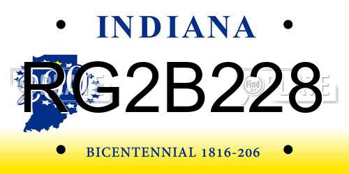 RG2B228 Indiana License Plate