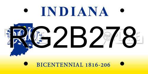 RG2B278 Indiana License Plate