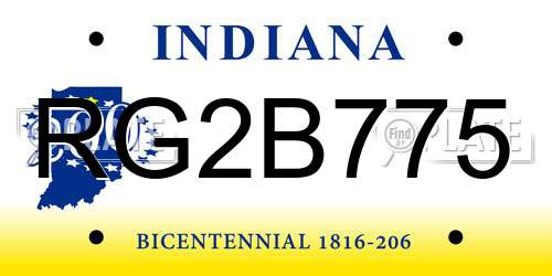 RG2B775 Indiana License Plate