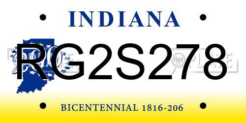 RG2S278 Indiana License Plate