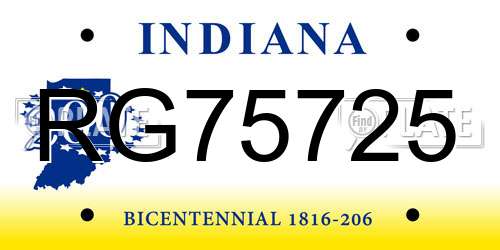 RG75725 Indiana License Plate