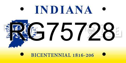 RG75728 Indiana License Plate