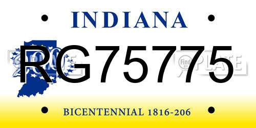 RG75775 Indiana License Plate