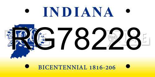 RG78228 Indiana License Plate