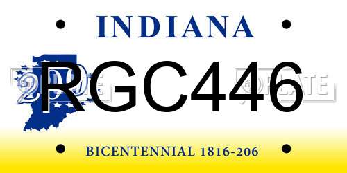 RGC446 Indiana License Plate