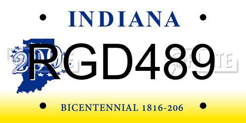 RGD489 Indiana License Plate