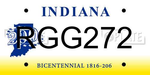 RGG272 Indiana License Plate