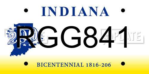 RGG841 Indiana License Plate