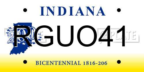 RGUO41 Indiana License Plate