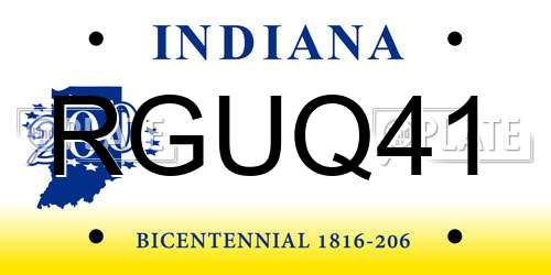 RGUQ41 Indiana License Plate