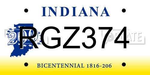 RGZ374 Indiana License Plate