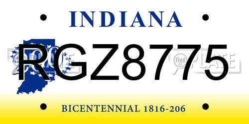 RGZ8775 Indiana License Plate