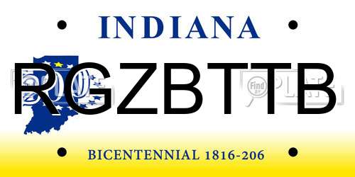 RGZBTTB Indiana License Plate