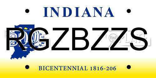 RGZBZZS Indiana License Plate