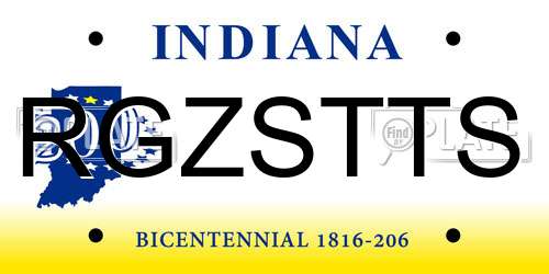 RGZSTTS Indiana License Plate