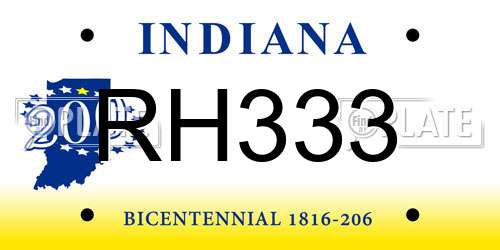 RH333 Indiana License Plate