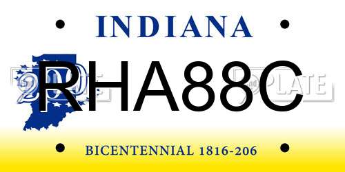 RHA88C Indiana License Plate