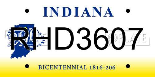 RHD3607 Indiana License Plate