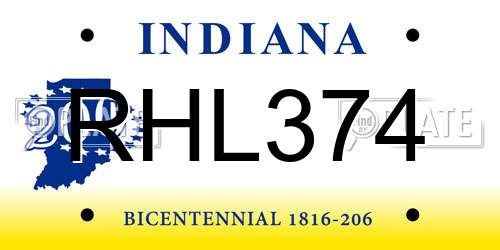 RHL374 Indiana License Plate