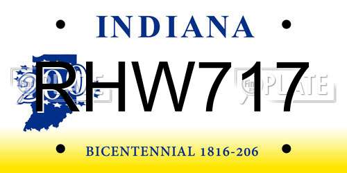 RHW717 Indiana License Plate