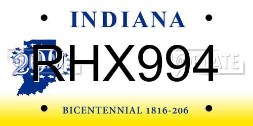 RHX994 Indiana License Plate