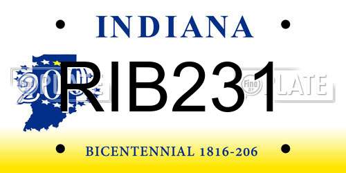 RIB231 Indiana License Plate