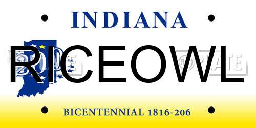 RICEOWL Indiana License Plate
