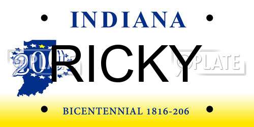 RICKY Indiana License Plate