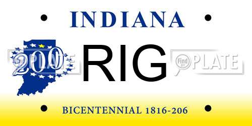 RIG Indiana License Plate