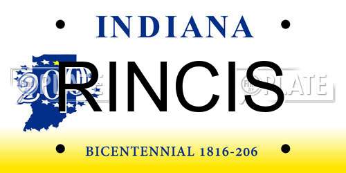 RINCIS Indiana License Plate