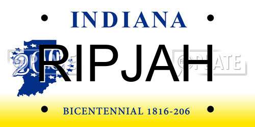RIPJAH Indiana License Plate