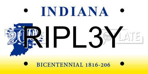 RIPL3Y Indiana License Plate