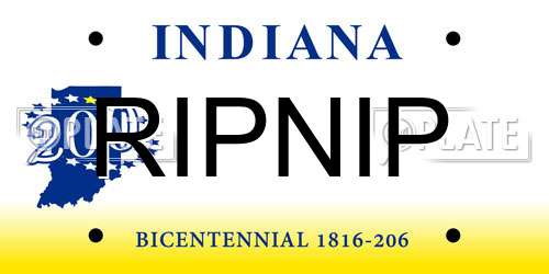 RIPNIP Indiana License Plate
