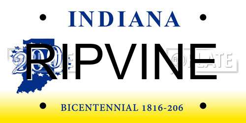 RIPVINE Indiana License Plate