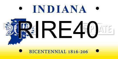 RIRE40 Indiana License Plate