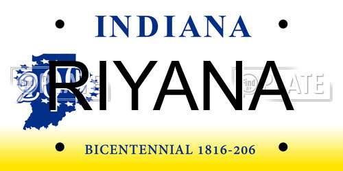 RIYANA Indiana License Plate