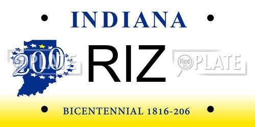 RIZ Indiana License Plate