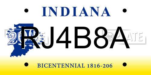 RJ4B8A Indiana License Plate